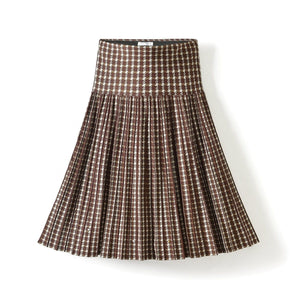 Modestly Yours skirt brown plaid / XS Knitted Knee Length Skirt, S-3XL