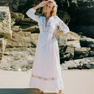 The Perfect Summer White Cotton Embroidery Maxi Dress - Modestly Yours