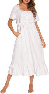 Victoria Sweet Embroidered Nightgown, Short Sleeve, S-L - Modestly Yours