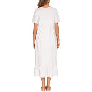 Victoria Sweet Embroidered Nightgown, Short Sleeve, S-L - Modestly Yours