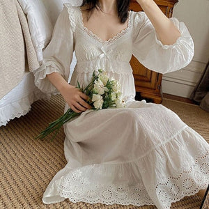Victorian White Cotton Night Dress S-XL - Modestly Yours