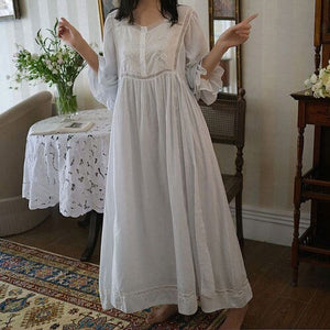 Vintage Embroidered Cotton Nightgown S-L - Modestly Yours