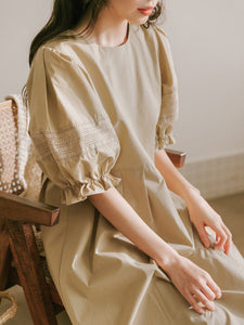 White Oversized Cotton Puff Sleeve Smock Dress, (S-XL) - Modestly Yours