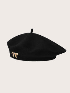 Modestly Yours Women Beret Hats Black-5 / one-size Rhinestone Bow Decor Beret