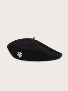 Modestly Yours Women Beret Hats Black / one-size Rhinestone Bow Decor Beret