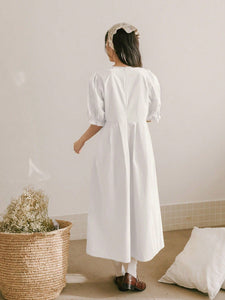 Modestly Yours Women Dresses White Oversized Cotton Puff Sleeve Smock Dress, (S-XL)