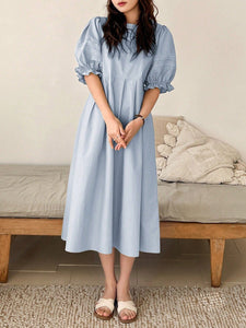 Modestly Yours Women Dresses Baby Blue / S White Oversized Cotton Puff Sleeve Smock Dress, (S-XL)
